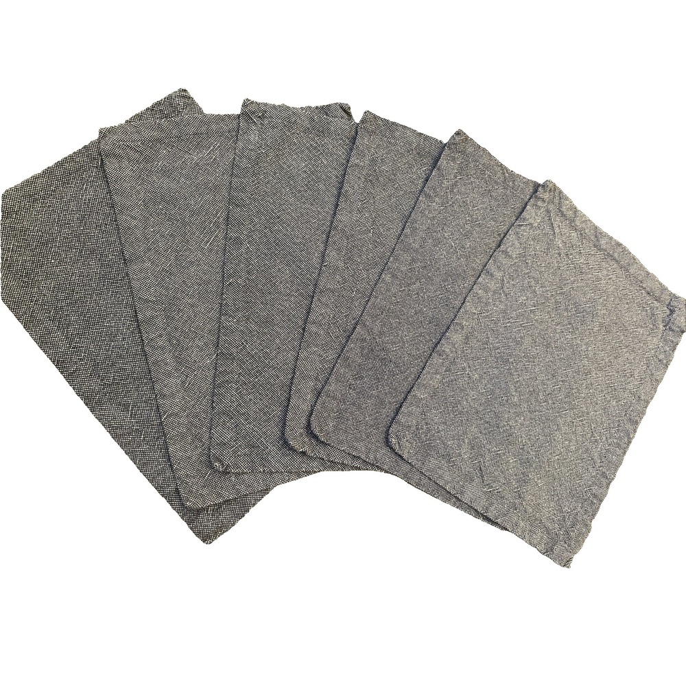 Pier 1 Imports Set of 6 100% Cotton Placemats 13x18 Dk Gray/White Made in India